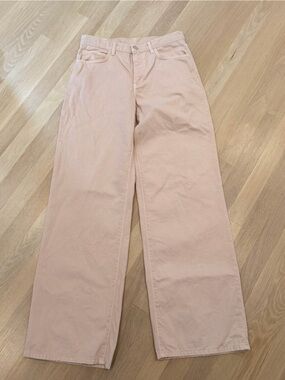 STAUD Gus light pink wide leg jean